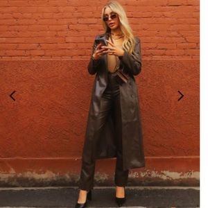Brown leather trench coach